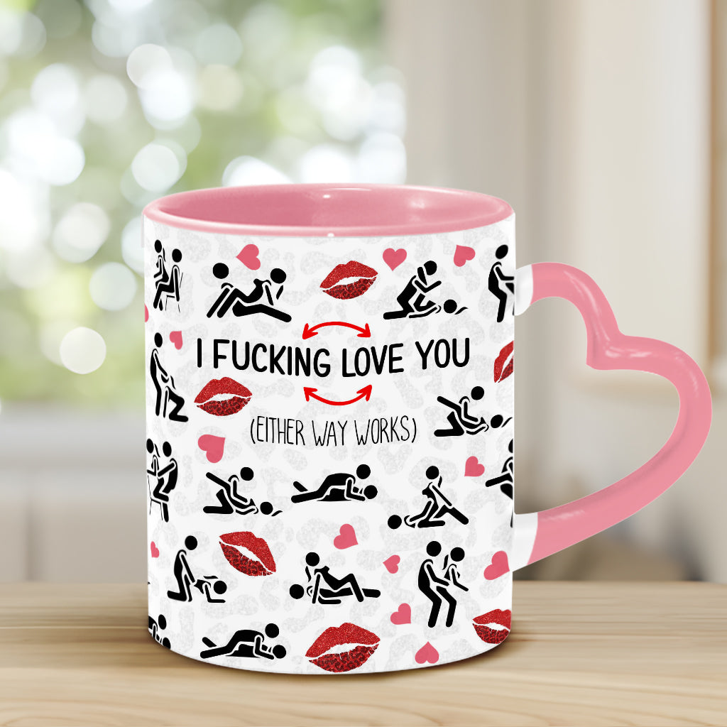 I Love You - Personalized Couple Heart Handle Mug