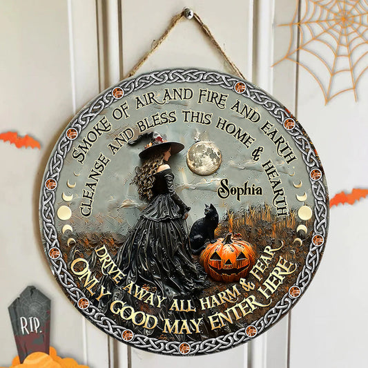 Smoke Of Air And Fire And Earth - Personalized Witch Round Wood Sign