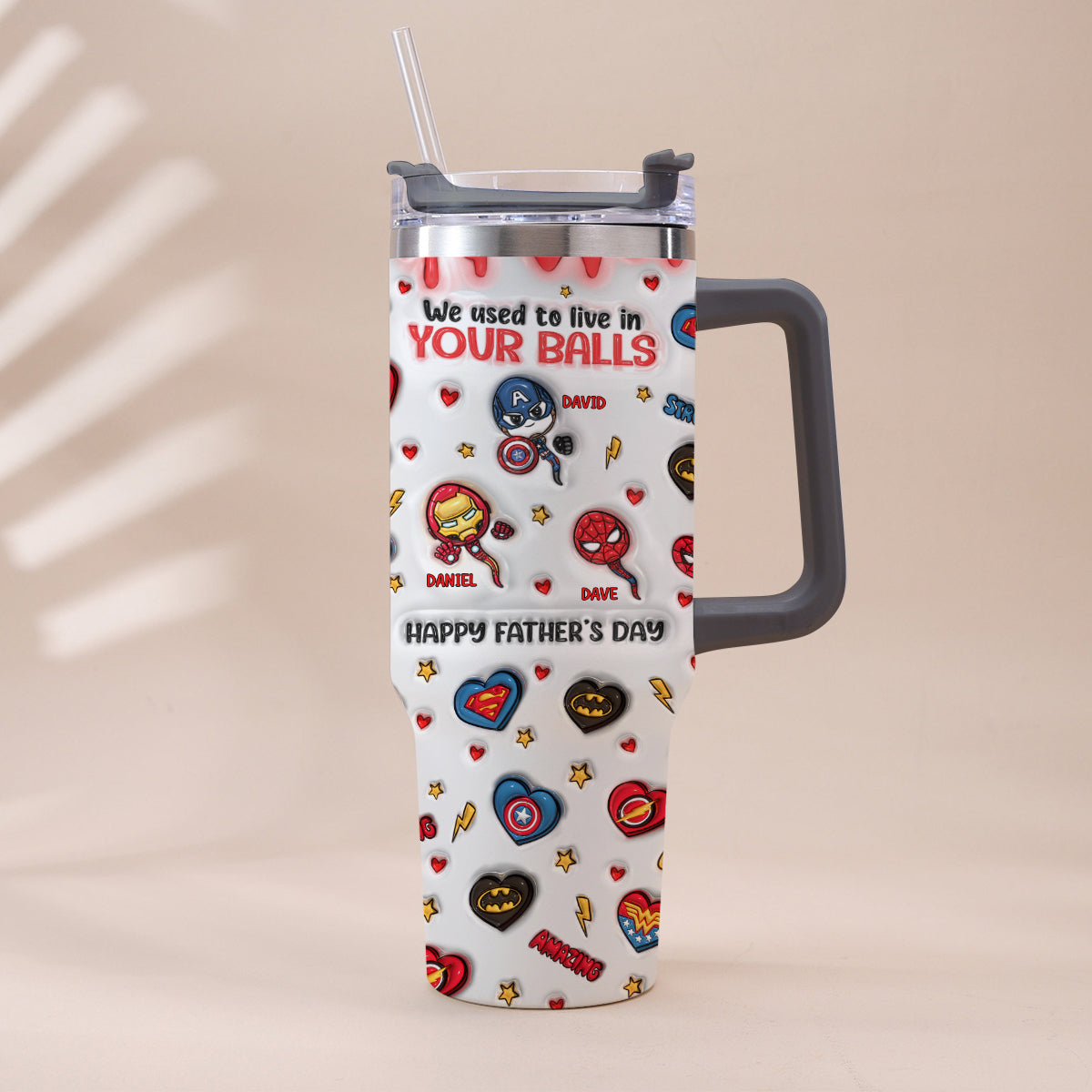 Happy Father's Day - Personalized Marvelous Universe Tumbler With Handle