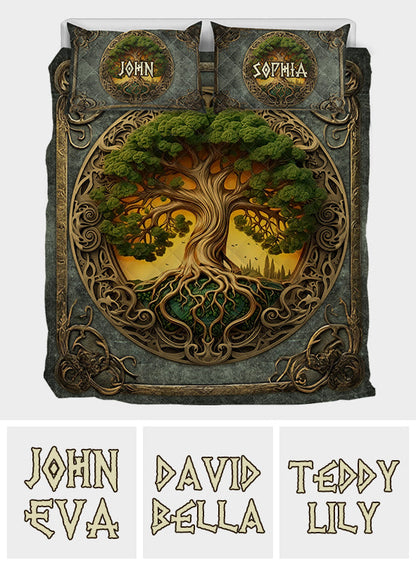 Tree Of Life Scandinavian Mythology Rustic Style - Personalized Irish Quilt Set