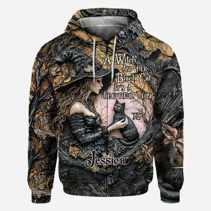 A Witch And Her Black Cat It's A Beautiful Thing - Personalized Witch All Over Shirt