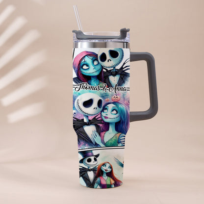 We're Simply Meant To Be - Personalized Nightmare Tumbler With Handle