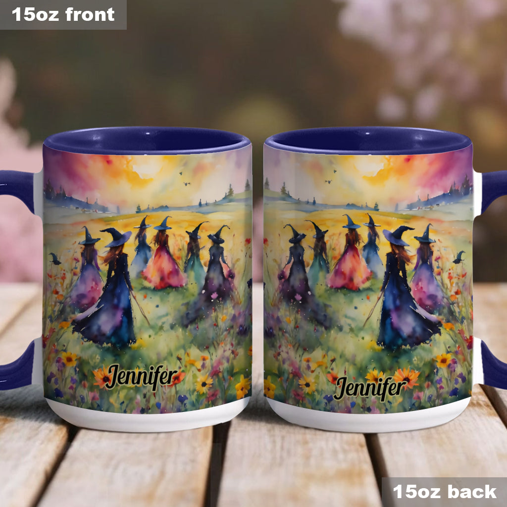Watercolor Witches Gather - Personalized Witch Accent Mug