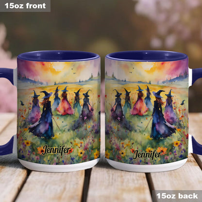 Watercolor Witches Gather - Personalized Witch Accent Mug