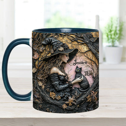 A Witch And Her Black Cat It's A Beautiful Thing - Personalized Witch Accent Mug