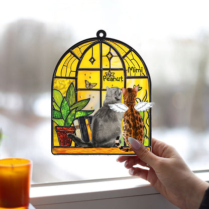 Stunning Cats By The Window - Personalized Cat Window Hanging Suncatcher Ornament