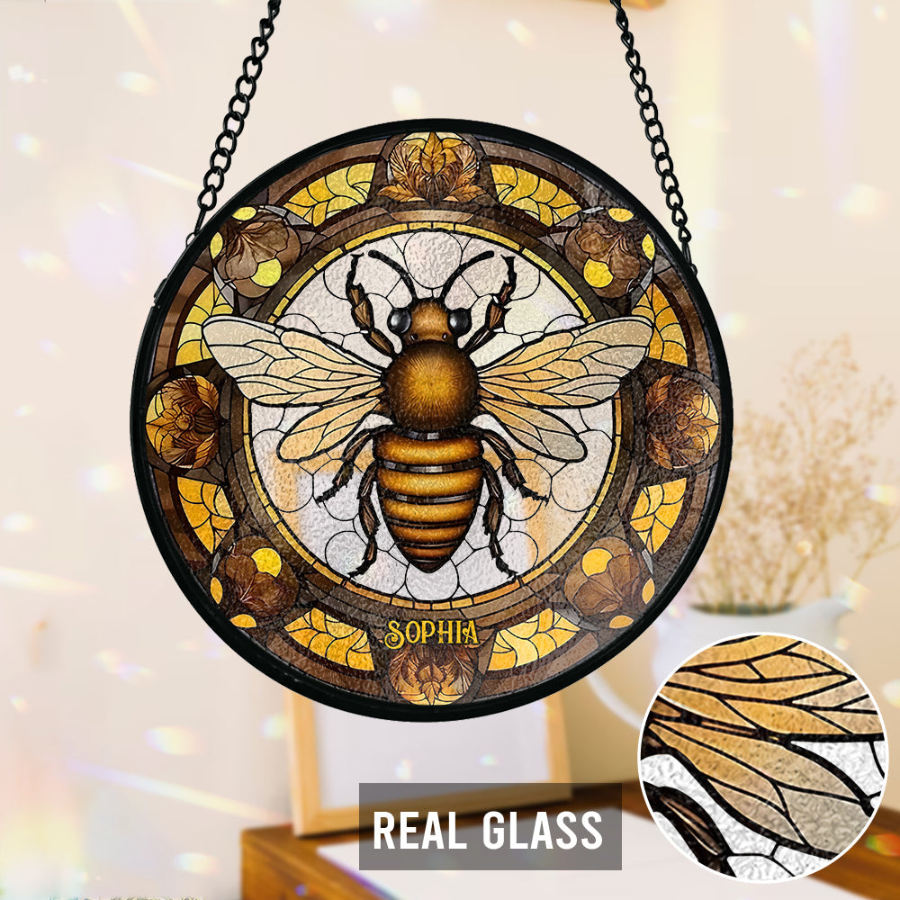 Beautiful Bee - Personalized Bee Stained Glass Suncatcher