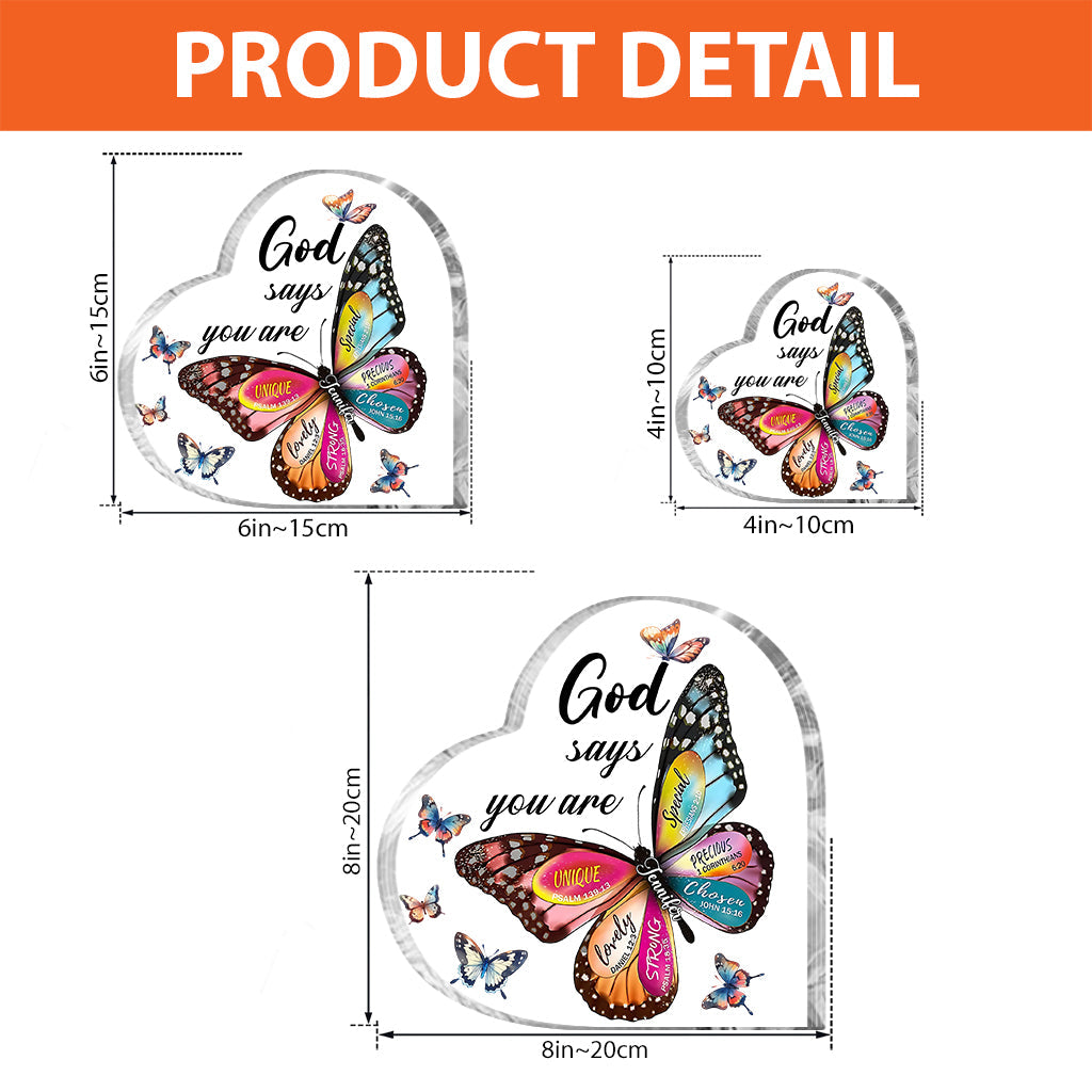 God Says You Are - Personalized Butterfly Custom Shaped Acrylic Plaque