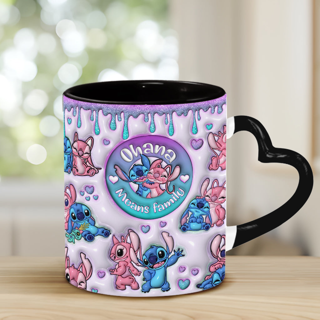 Ohana Means Family - Personalized Ohana Heart Handle Mug