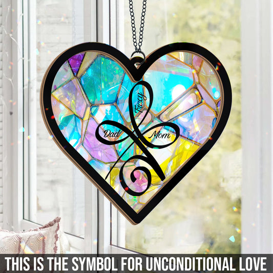 Unconditional Love - Personalized Family 2 Layered Window Hanging Suncatcher
