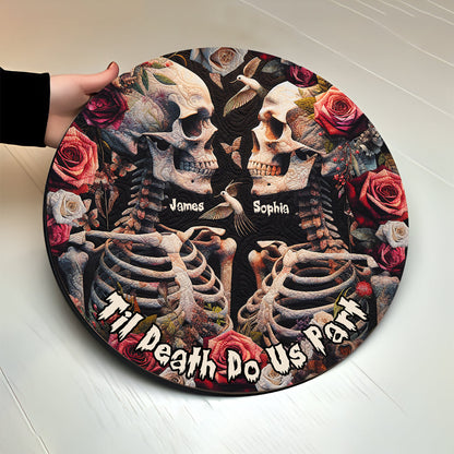 Til Death Do Us Part - Personalized Skull Round Wood Sign