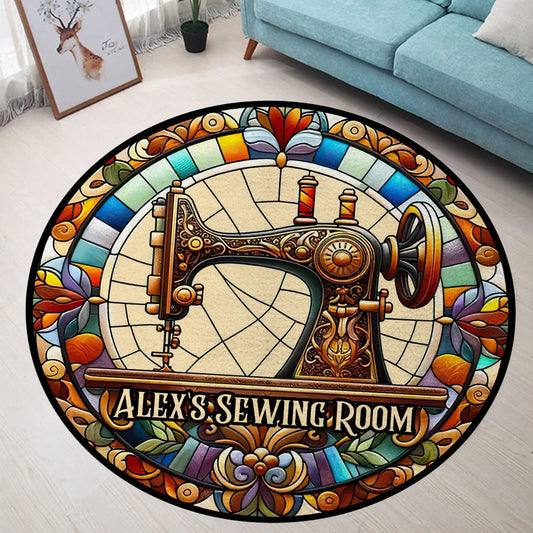 My Sewing Room - Personalized Sewing Round Rug