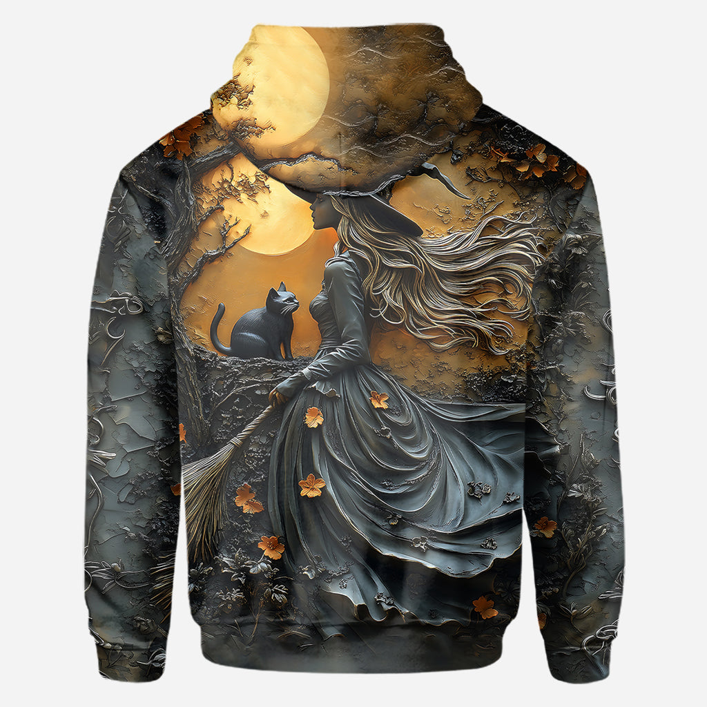 Beautiful Witch & Her Black Cat - Personalized Witch All Over Shirt