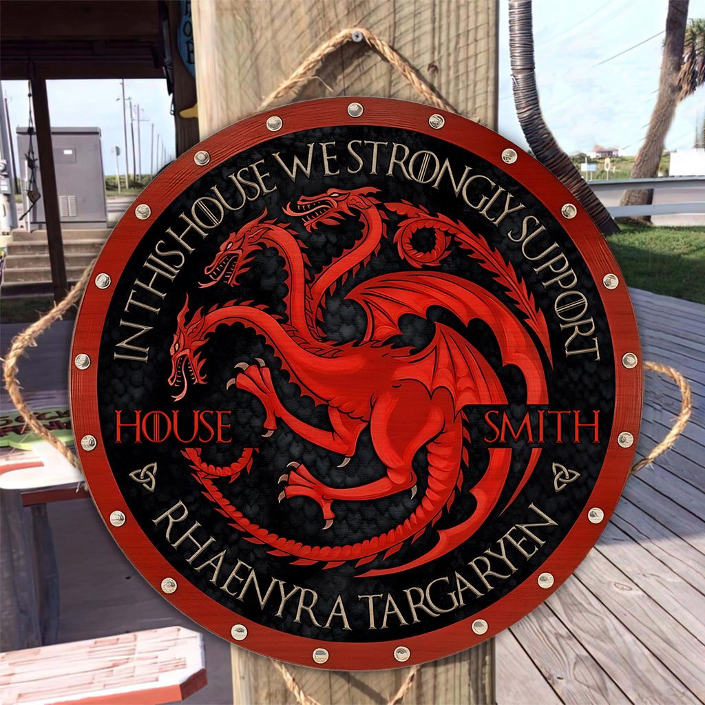 Team Black - Personalized Thrones Game Round Wood Sign