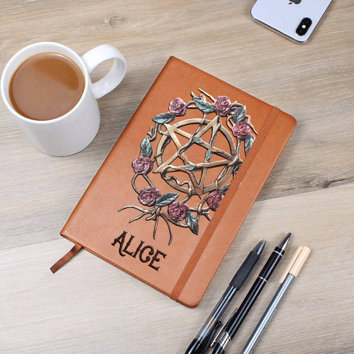 Mystical Witch Ancient Roses - Personalized Witch Leather Journal