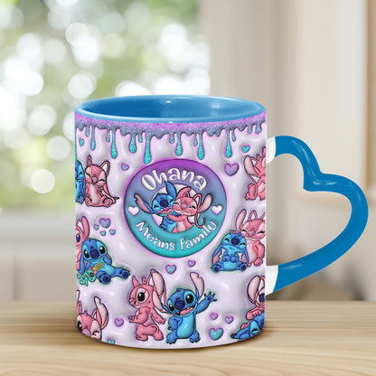 Ohana Means Family - Personalized Ohana Heart Handle Mug