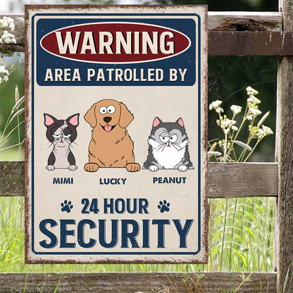 24 Hour Security - Personalized Dog Rectangle Metal Sign