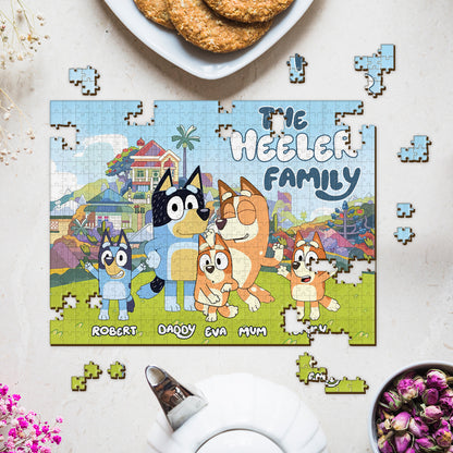 The Bluey Family - Personalized Family Jigsaw Puzzle