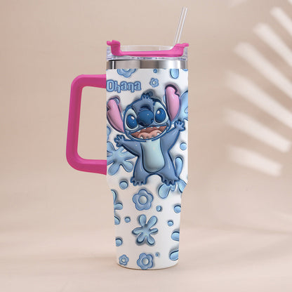 Ohana Blue - Personalized Ohana Tumbler With Handle