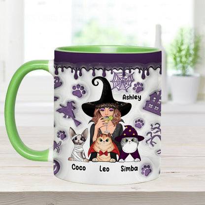 Crazy Cat Witch - Personalized Witch Accent Mug