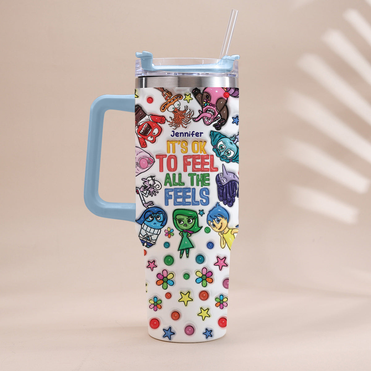 It's Ok To Feel All The Feels - Personalized Mouse Tumbler With Handle