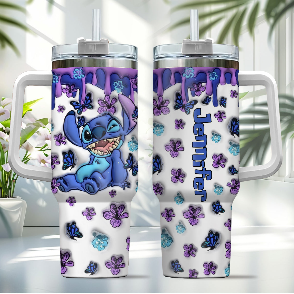 Purple Ohana - Personalized Ohana Tumbler With Handle