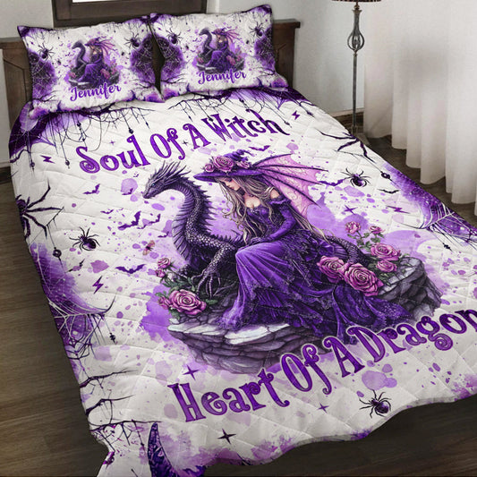 Soul Of A Witch Heart Of A Dragon - Personalized Witch Quilt Set