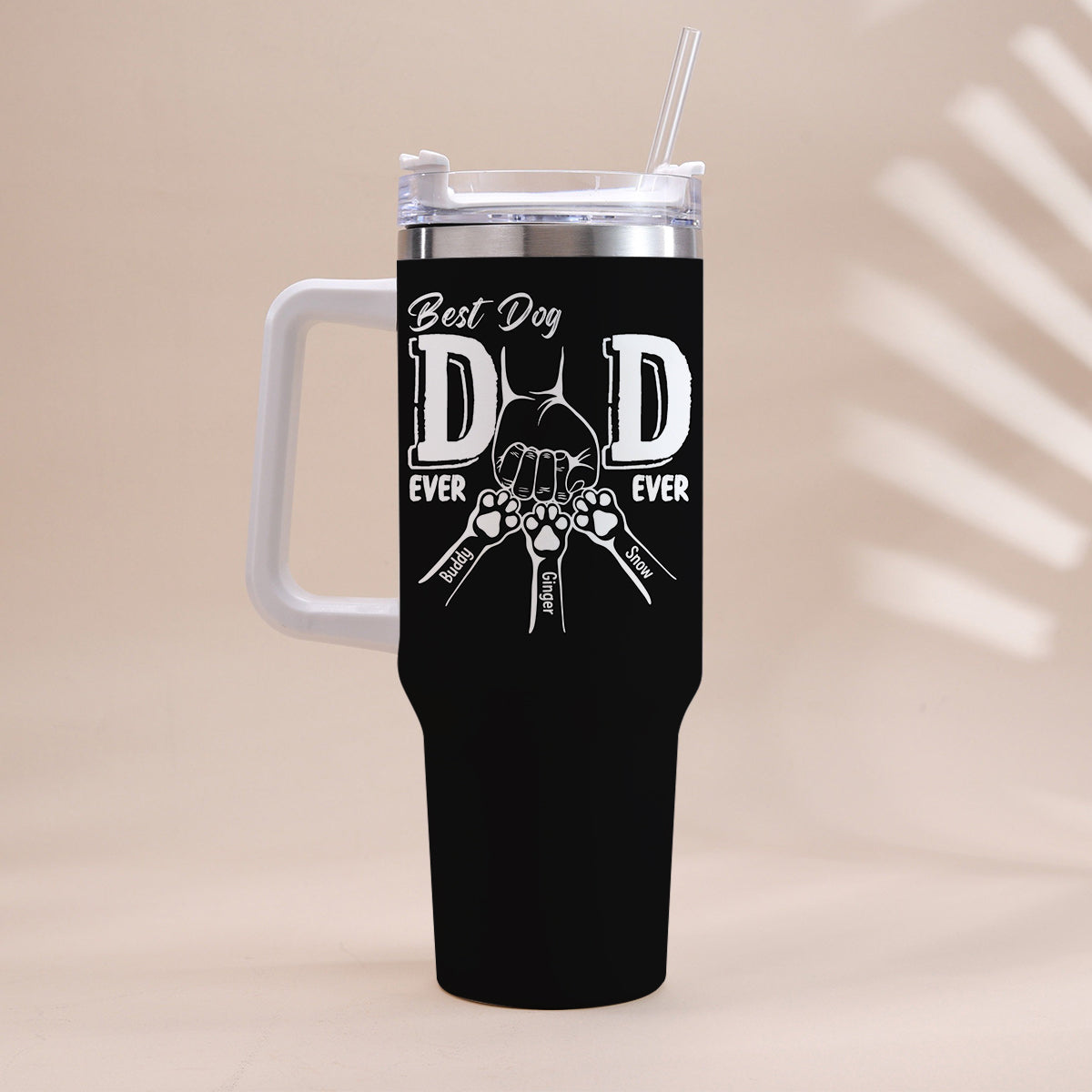 Best Dog Dad Ever - Personalized Dog Tumbler With Handle