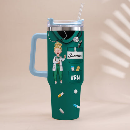 Nurse Nutrition Facts - Personalized Nurse Tumbler With Handle