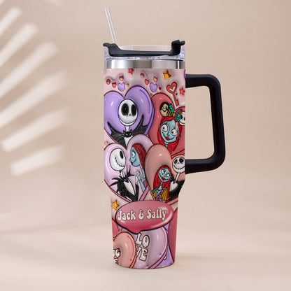 We're Simply Meant To Be Nightmare Couple - Personalized Nightmare Tumbler With Handle