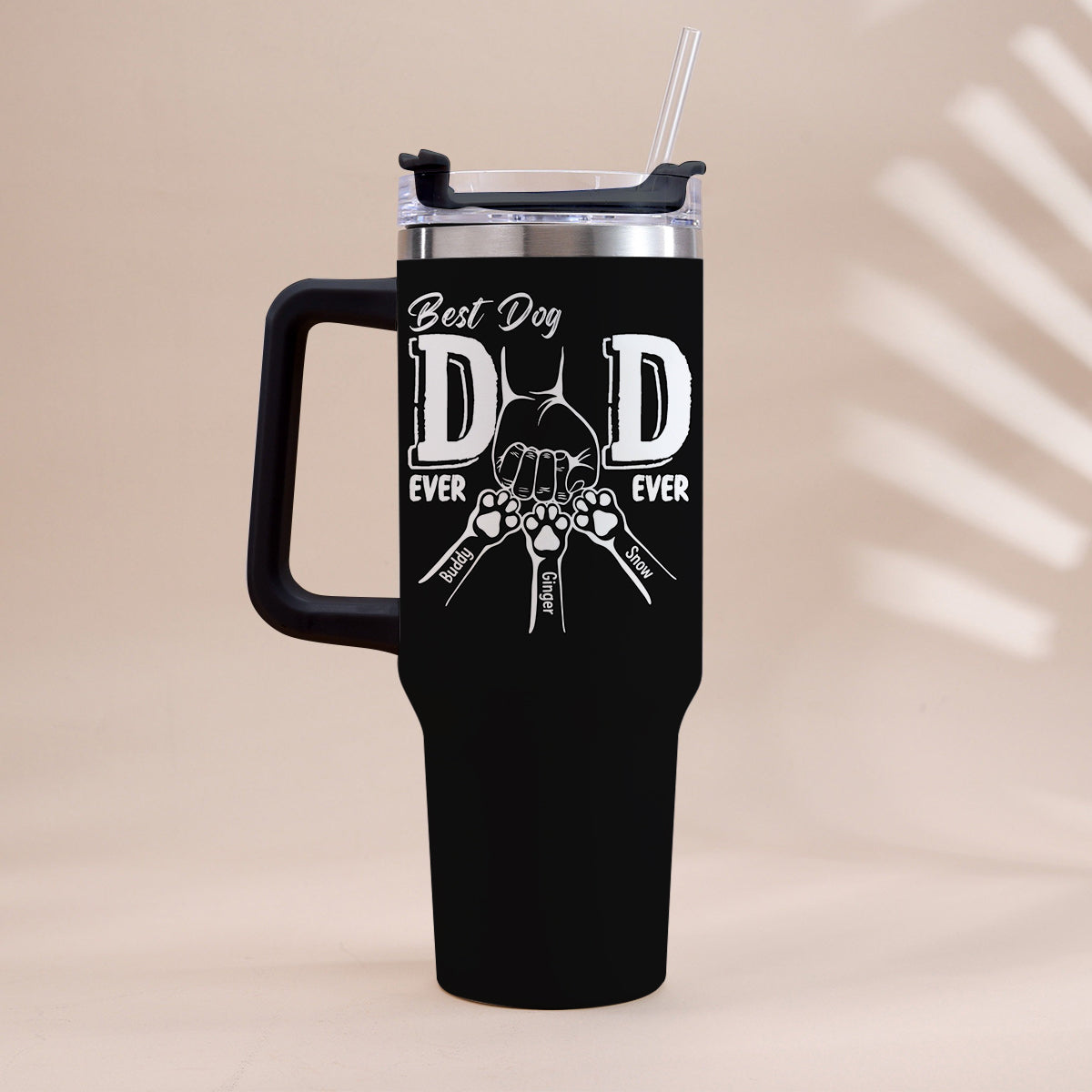 Best Dog Dad Ever - Personalized Dog Tumbler With Handle