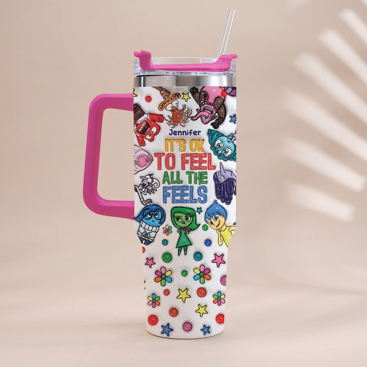 It's Ok To Feel All The Feels - Personalized Mouse Tumbler With Handle