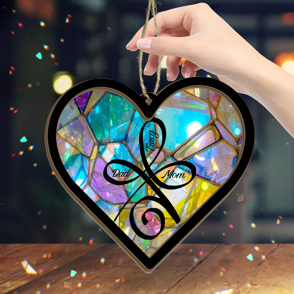 Unconditional Love - Personalized Family 2 Layered Window Hanging Suncatcher