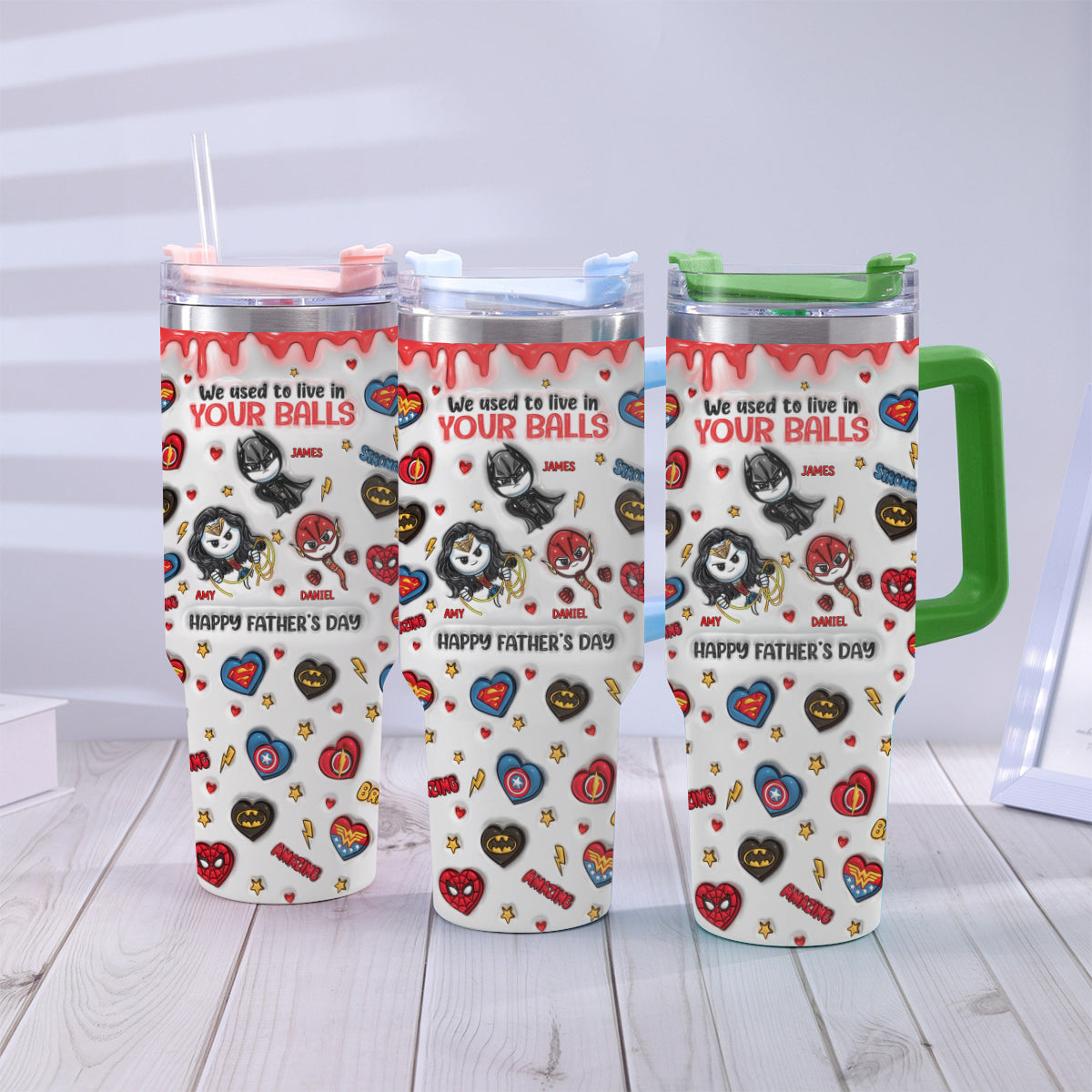 Happy Father's Day - Personalized Marvelous Universe Tumbler With Handle