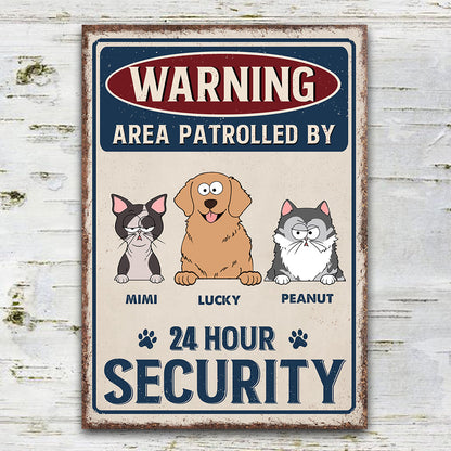 24 Hour Security - Personalized Dog Rectangle Metal Sign
