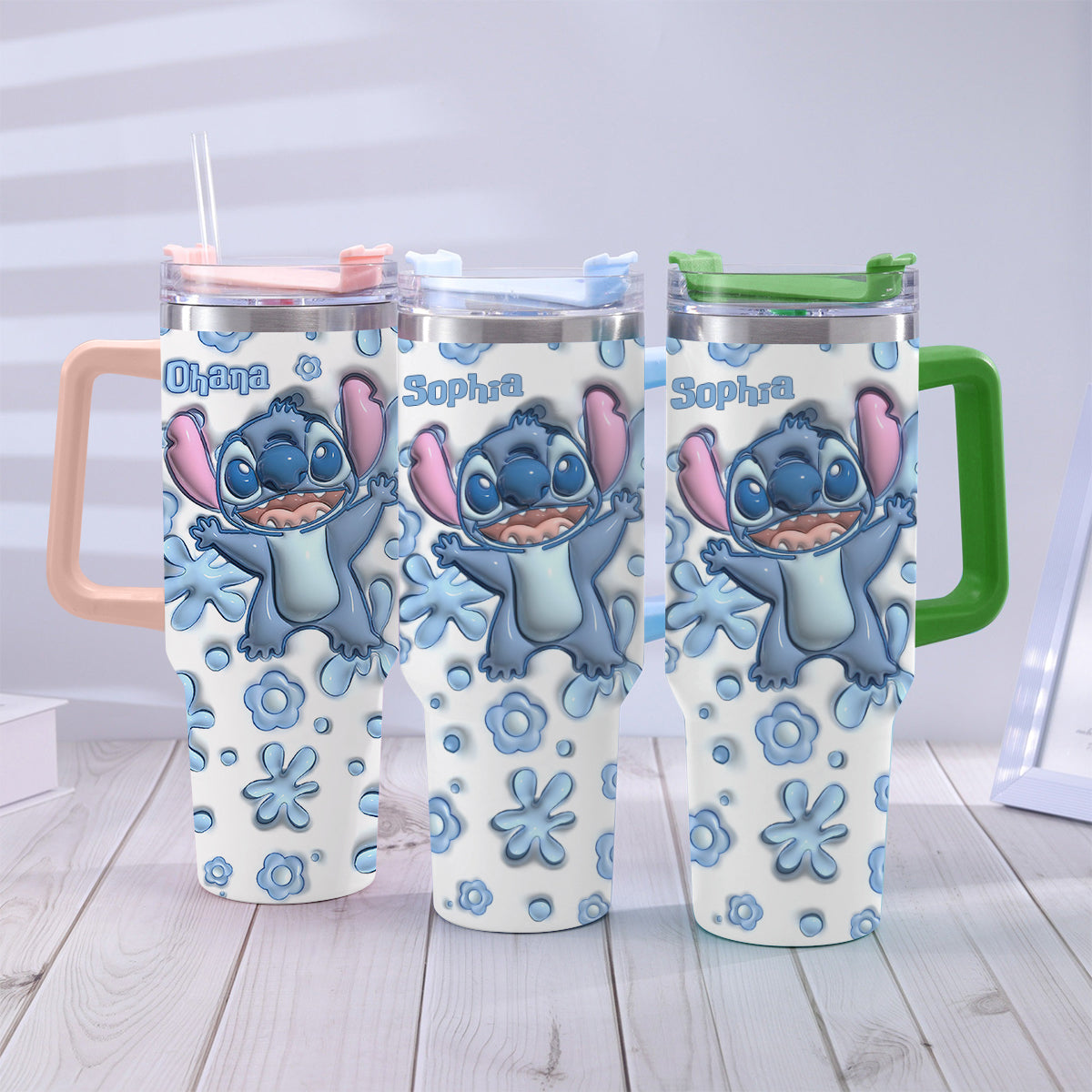 Ohana Blue - Personalized Ohana Tumbler With Handle