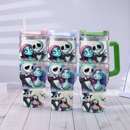 We're Simply Meant To Be - Personalized Nightmare Tumbler With Handle