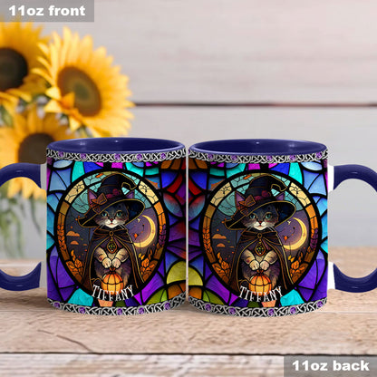 Beautiful Stained Glass Witch - Personalized Witch Accent Mug