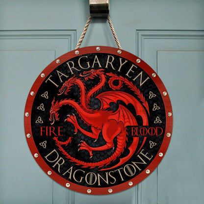 The Song Of Ice And Fire - Personalized Thrones Game Round Wood Sign