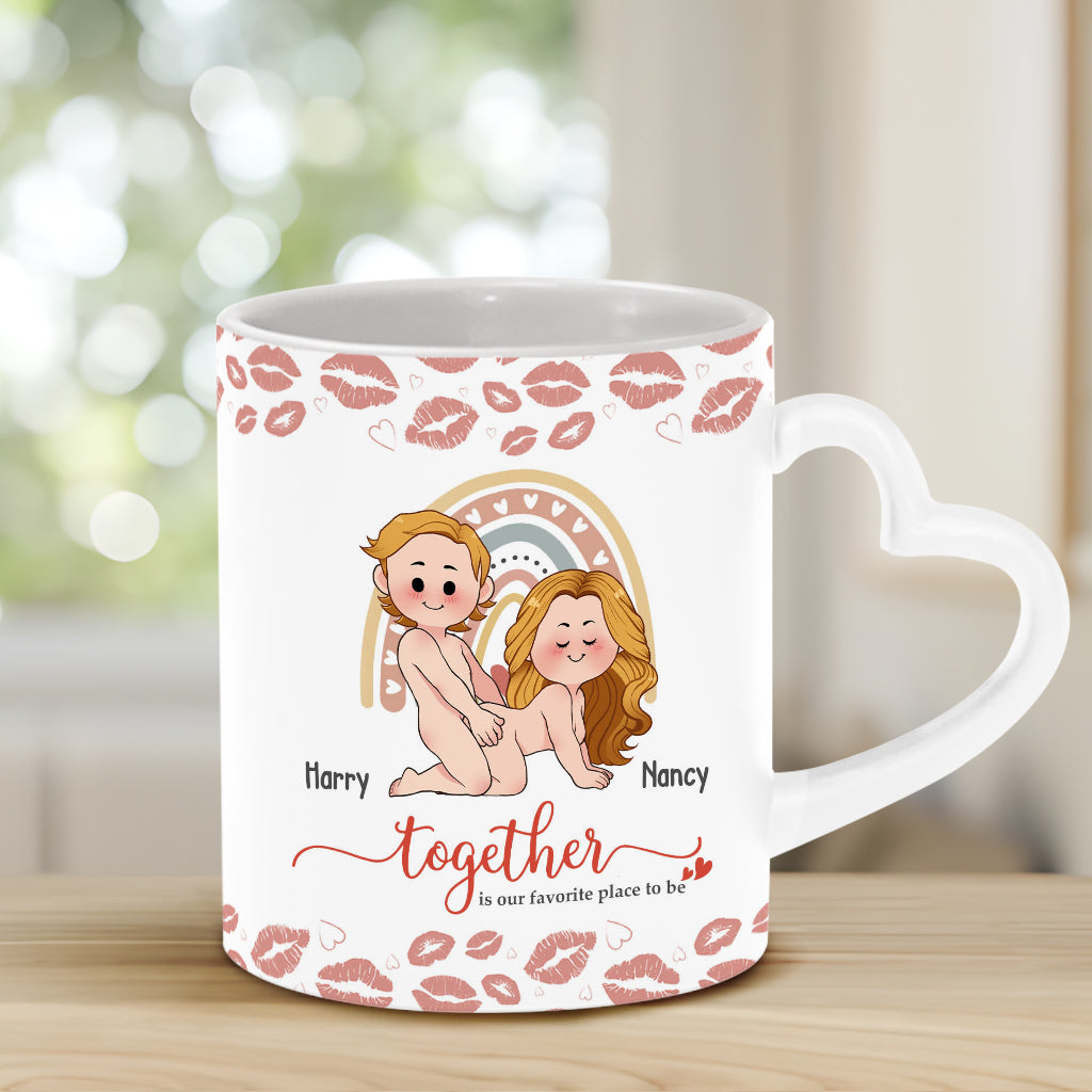 I Love You - Personalized Couple Heart Handle Mug