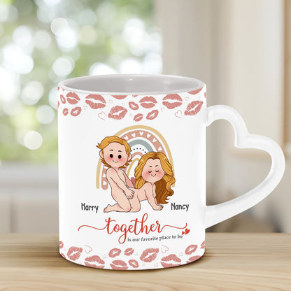I Love You - Personalized Couple Heart Handle Mug
