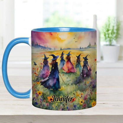 Watercolor Witches Gather - Personalized Witch Accent Mug