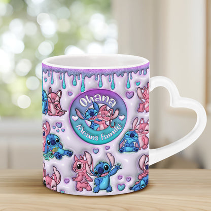 Ohana Means Family - Personalized Ohana Heart Handle Mug