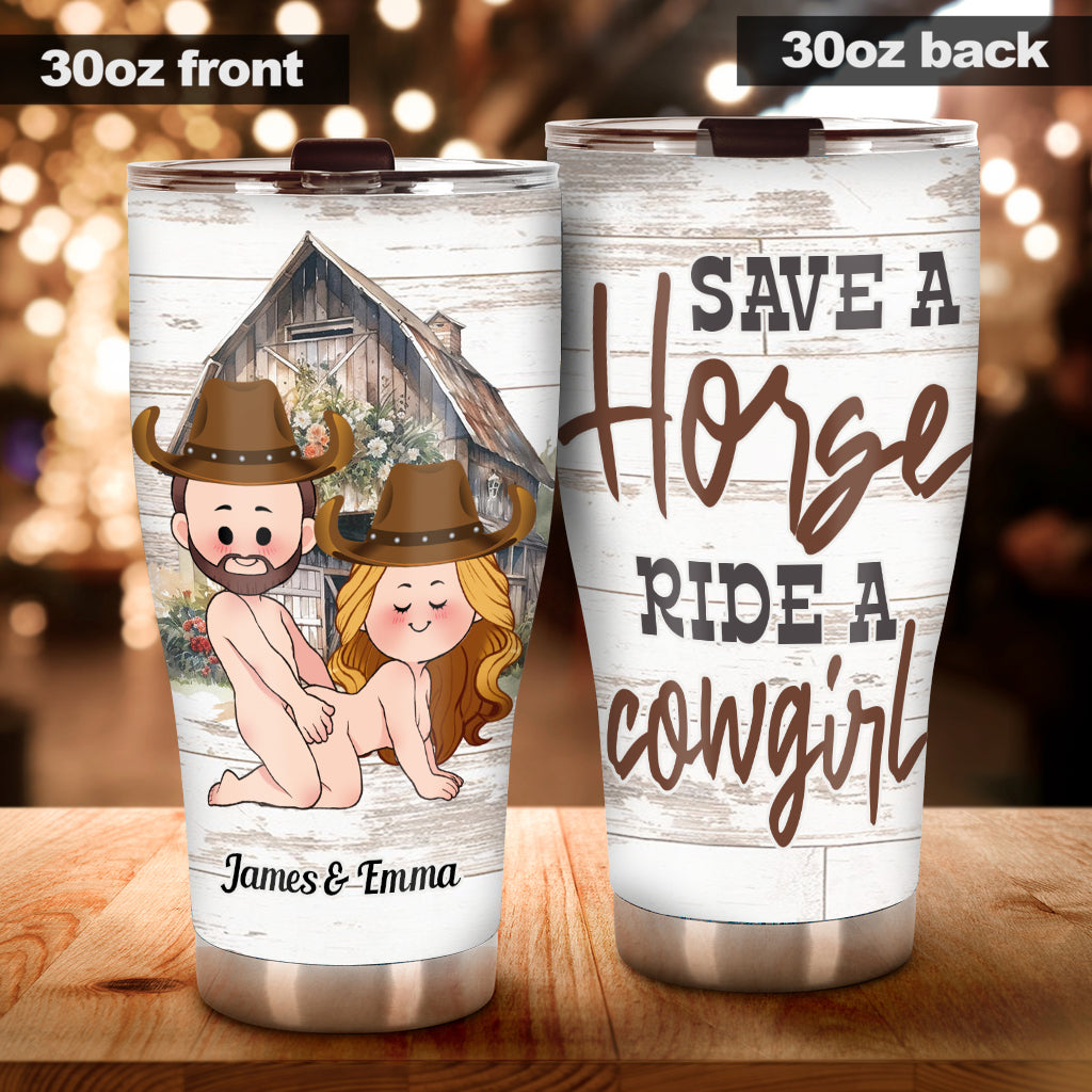 Save A Horse Ride A Cowgirl - Personalized Horse Tumbler