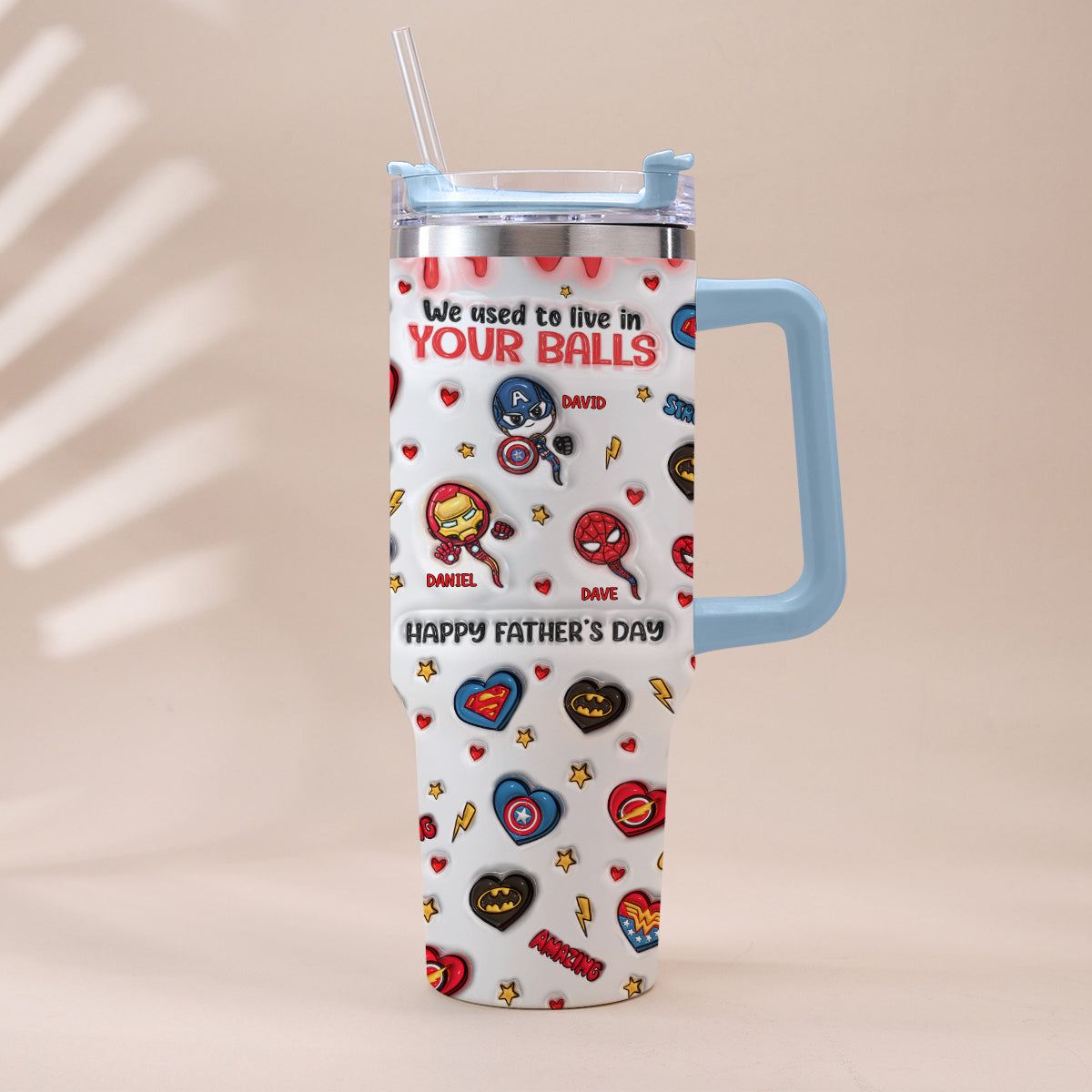 Happy Father's Day - Personalized Marvelous Universe Tumbler With Handle