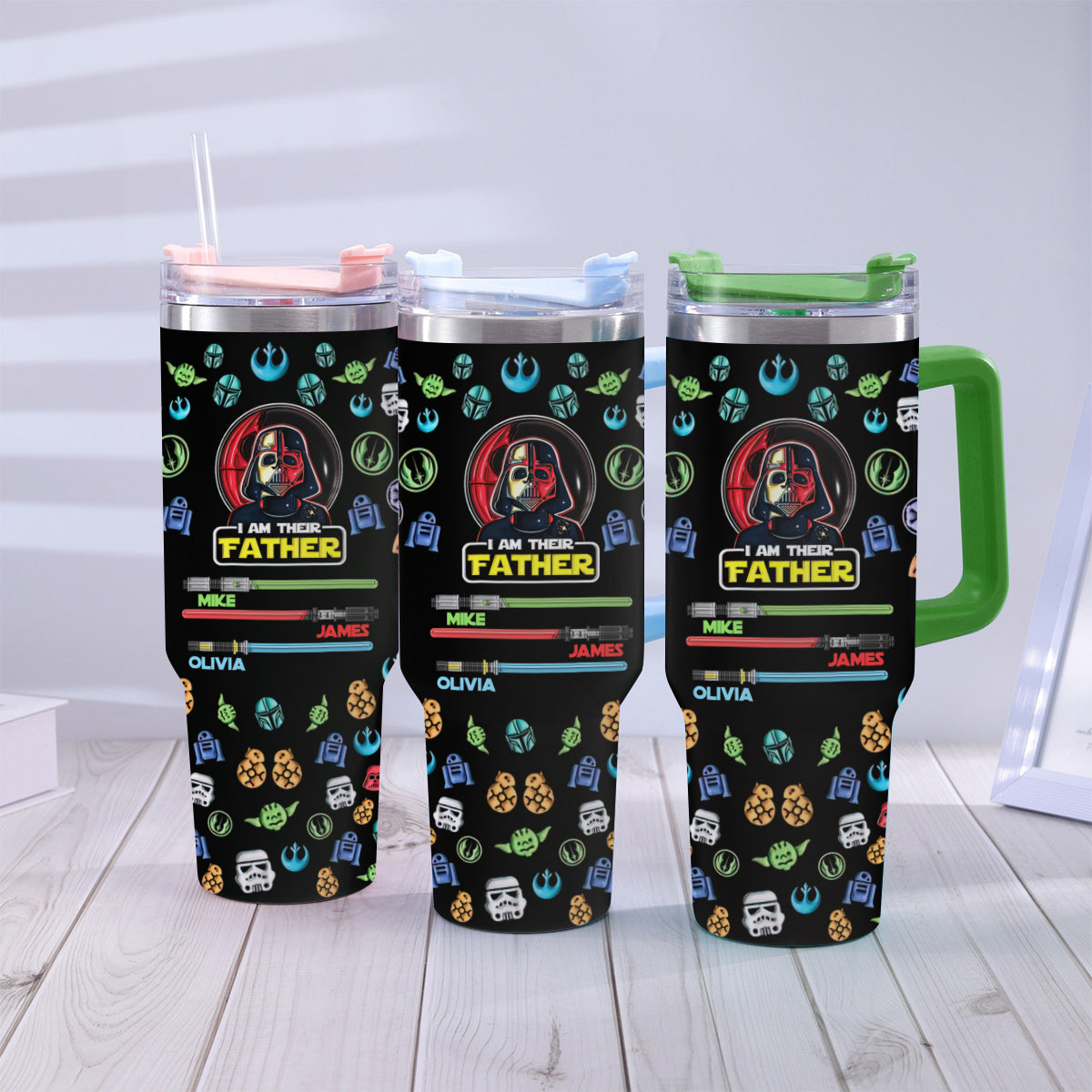 I Am Their Father - Personalized Father Tumbler With Handle