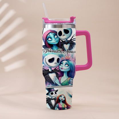 We're Simply Meant To Be - Personalized Nightmare Tumbler With Handle