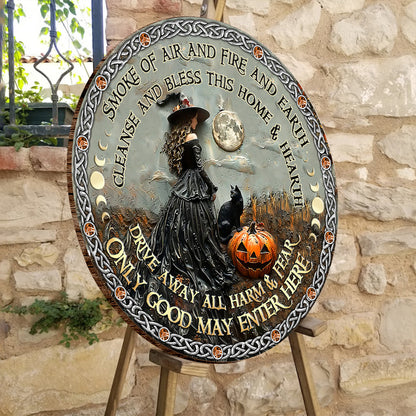 Smoke Of Air And Fire And Earth - Personalized Witch Round Wood Sign