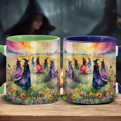Watercolor Witches Gather - Personalized Witch Accent Mug