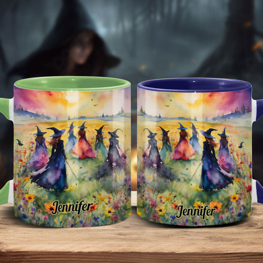 Watercolor Witches Gather - Personalized Witch Accent Mug